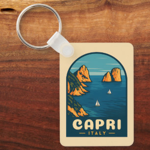 Retro Vintage resor Capri Italien Scenia Kusten Nyckelring