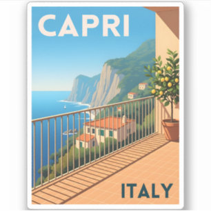 Retro Vintage resor Capri Italien Scenia Ligcape Klistermärken