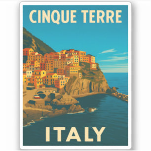 Retro Vintage resor Cinque Terre Italien Scenia Klistermärken