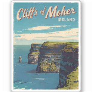 Retro Vintage resor Cliffs of Moher Ireland Klistermärken