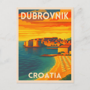 Retro Vintage resor Dubrovnik Kroatien Old Town Vykort
