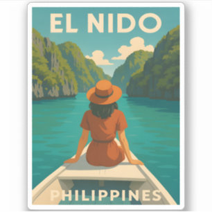 Retro Vintage resor El Nido Filippinerna Scenia Klistermärken