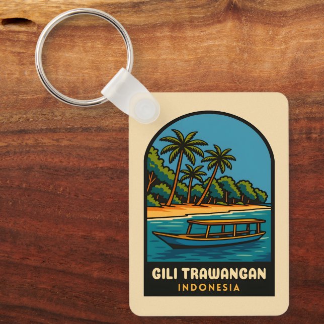 Retro Vintage resor Gili Trawangan Indonesia Nyckelring (Framsida)