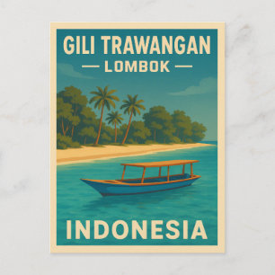 Retro Vintage resor Gili Trawangan Indonesia Vykort