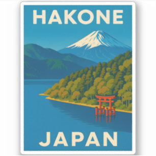Retro Vintage resor Hakone Japan Scenia Ligcape Klistermärken