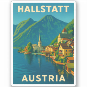 Retro Vintage resor Hallstatt Austria Scenia Klistermärken