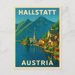 Retro Vintage resor Hallstatt Austria Scenia Vykort