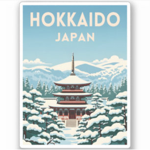 Retro Vintage resor Hokkaido Japan Winter Scenia Klistermärken