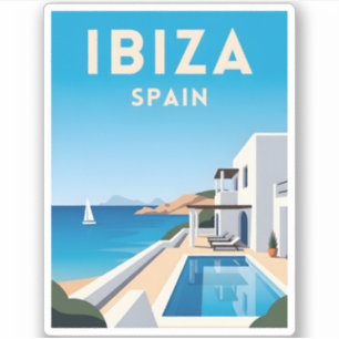 Retro Vintage resor Ibiza Spain Seaside liggande Klistermärken