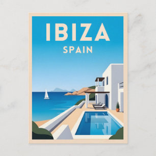 Retro Vintage resor Ibiza Spain Seaside liggande Vykort