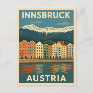 Retro Vintage resor Innsbruck Austria Landscape Vykort