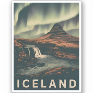 Retro Vintage resor Island norra Ljus Klistermärken