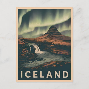 Retro Vintage resor Island norra Ljus Vykort