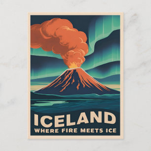 Retro Vintage resor Island Volcano Ligcape Vykort