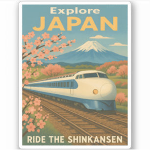Retro Vintage resor Japan Shinkansen Bullet Tåg Klistermärken