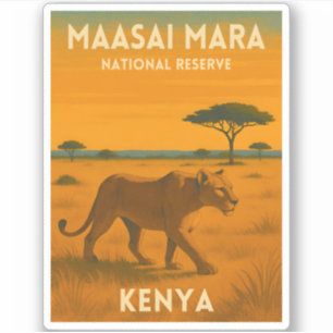 Retro Vintage Resor Kenya Afrika Natur Vilda Djur Klistermärken
