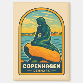 Retro Vintage resor Köpenhamn Danmark Sjöjungfru Magnet