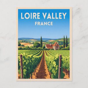 Retro Vintage resor Loire Valley Frankrike Vineyar Vykort