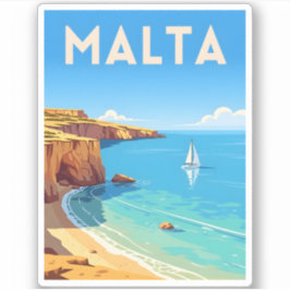 Retro Vintage resor Malta Seaside Landscape Klistermärken