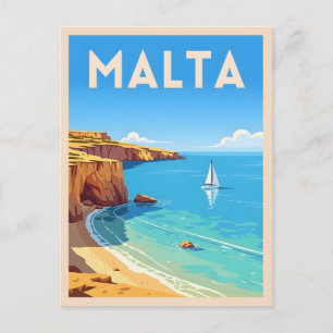 Retro Vintage resor Malta Seaside Landscape Vykort