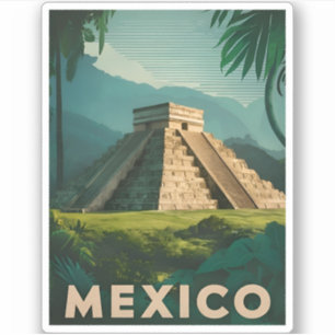 Retro Vintage resor Mexiko Aztec Pyramid Klistermärken