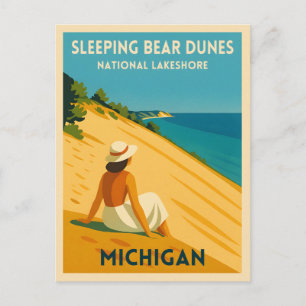 Retro Vintage resor Michigan Sleeping Bear Dunes Vykort