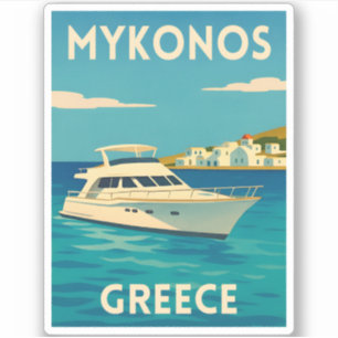Retro Vintage resor Mykonos Greece Island Seaside Klistermärken