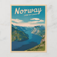 Retro Vintage resor Norge Fjord liggande