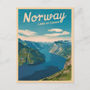 Retro Vintage resor Norge Fjord liggande Vykort