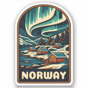Retro Vintage resor Norge Northern Ljus Scenia Klistermärken