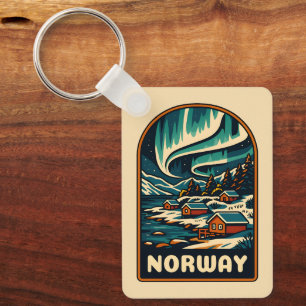 Retro Vintage resor Norge Northern Ljus Scenia Nyckelring