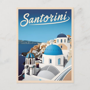 Retro Vintage resor Santorini Blue Seaside Vykort