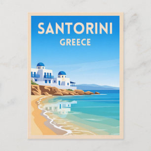 Retro Vintage resor Santorini Greece Beach Vykort