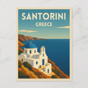 Retro Vintage resor Santorini Greece Seaside Vykort
