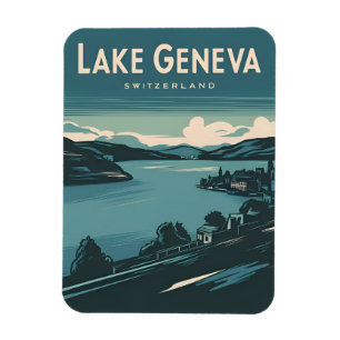 Retro Vintage resor Sjö Genève Schweiz Magnet