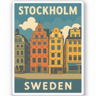 Retro Vintage resor Stockholms Sverige Klistermärken