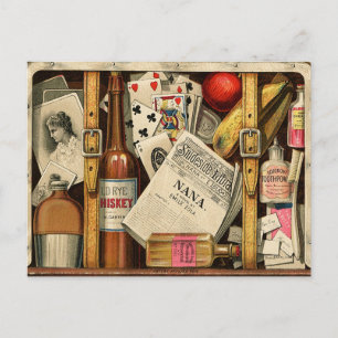 Retro Vintage resor Suitcase-vykort Vykort