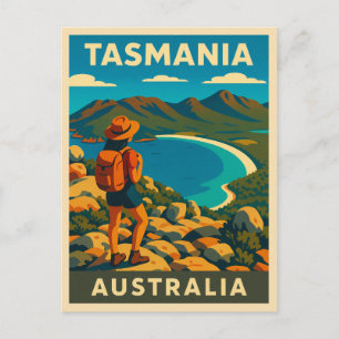 Retro Vintage resor Tasmania Australien Ligge Vykort