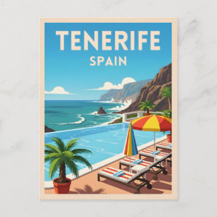 Retro Vintage resor Tenerife Spanien Seaside Kuste Vykort