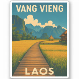 Retro Vintage resor Vang Vieng Laos Scenia Klistermärken