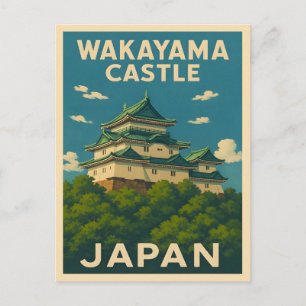 Retro Vintage resor Wakayama Castle Japan Vykort