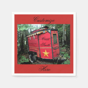 retro vintage resorsläpdesign på någon färg pappersservett