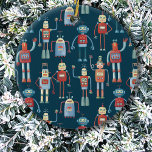 Retro Vintage Robots Julgransprydnad Keramik<br><div class="desc">Roligt vintage-robotar,  som morfar förmodligen gjorde i sin workshop.</div>