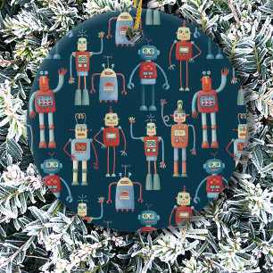Retro Vintage Robots Julgransprydnad Keramik