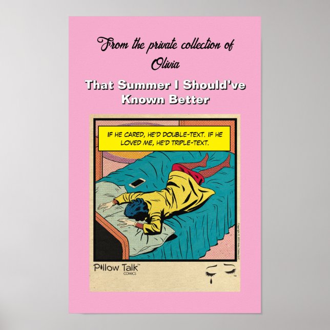 Retro Vintage Romantik Tecknad Serie: Sängprat Poster (Framsidan)