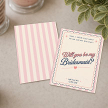 Retro Vintage Rosa Brudtärna Förslags Kort