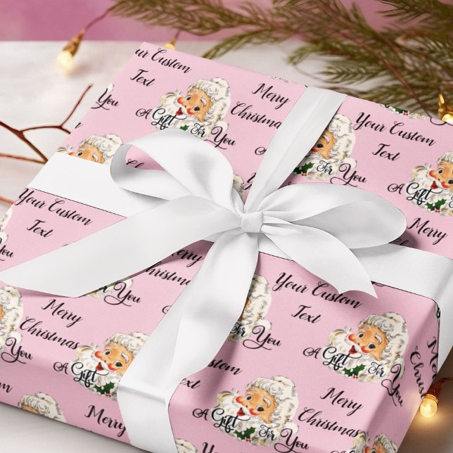 Retro Vintage  Rosa Jultomten jul Presentpapper (Retro Vintage Blush Pink Santa Claus Christmas Wrapping Paper
)