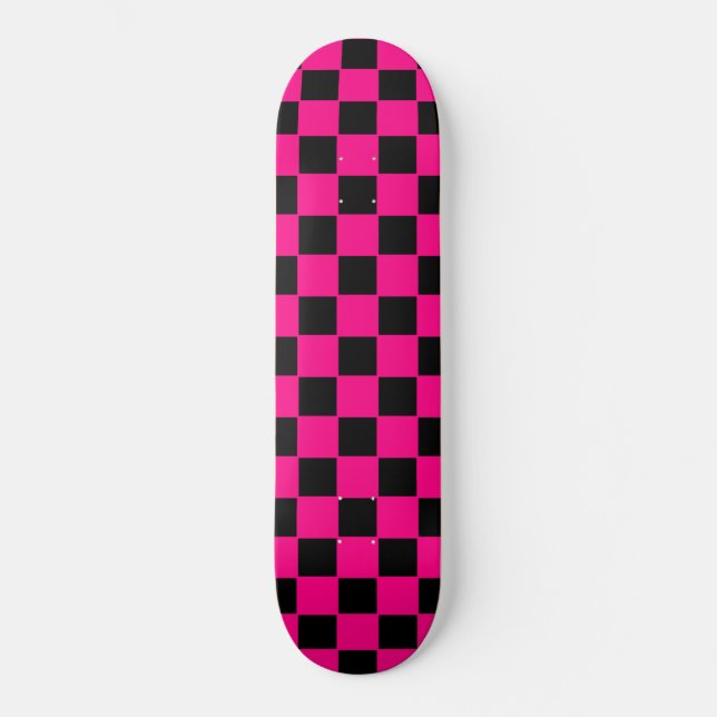 Retro Vintage Rosa och Svart Rutig Skateboard (Framsida)