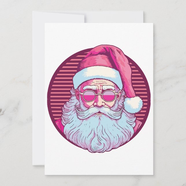 Retro vintage rosa tomte  inbjudningar (Framsida)