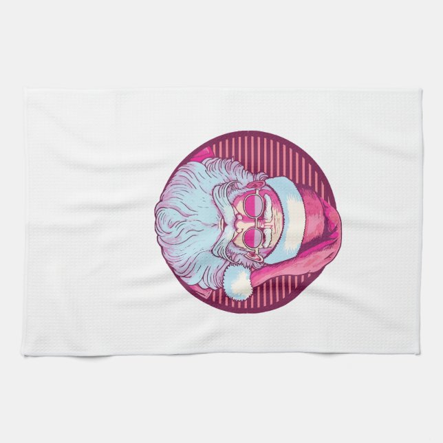 Retro vintage rosa tomte  kökshandduk (Horisontell)
